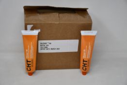 Ten boxed as new CHT Silcoset 158 (Thixotropic, black acetoxy silicone sealant).