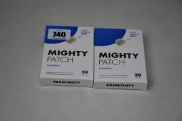 Eighteen Herocosmetics boxes of Mighty Patch invisible blemish hero (39 patches per box).