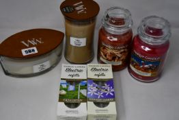 Five Yankee candles assorted fragrances (5 x 623g), eight Yankee Candle Electric refills duo packs