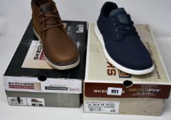 Three pairs of as new Skechers footwear; Go Walk Joy Rejoice (UK 8), Heston Regano (UK 8) and Status