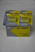 Six as new boxes of ten PKCell NI-MH 9V Rechargeable batteries.