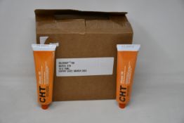Ten boxed as new CHT Silcoset 158 (Thixotropic, black acetoxy silicone sealant).