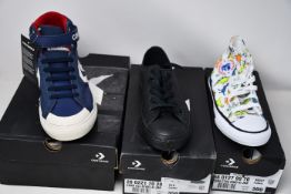 Five pairs of as new junior Converse footwear; two Pro Blaze Strap Hi (UK 4, 5), Chuck Taylor All