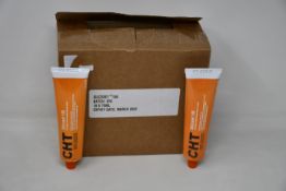 Ten boxed as new CHT Silcoset 158 (Thixotropic, black acetoxy silicone sealant).