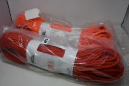 A Petzl Volta 9.2mm (60m) climbing rope in orange and a Petzl Rumba 8.0mm (60m) climbing rope in
