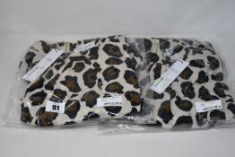 Four as new Closet London beige leopard print high neck front slit dresses (UK 14 - RRP £59 each).