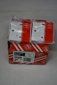 Three boxes of ten MK Logic Plus 13A 1 Gang Double Pole Switched Connection Units (K1060 WHI).