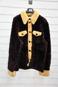 An as new Wales Bonner Brixton Shearling jacket in dark brown/ochre (Size 52 - RRP £1,950).
