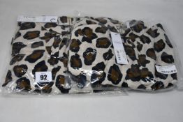 Three as new Closet London beige leopard print high neck front slit dresses (UK 14 - RRP £59 each).