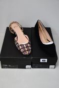 A pair of as new J.Crew suede classic flats (UK 8.5) and a pair of as new J.Crew tweed slingback