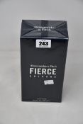 A boxed as new 296ml bottle of Abercrombie and Fitch Fierce eau de cologne.