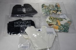 Five items of as new Monday Swimwear; Barbados top (S - RRP £46), Capri bottom (S - RRP £42),