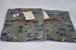 Four as new Bobo Choses all over shirt dresses (XS, S, M, L).