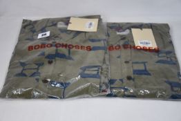 Four as new Bobo Choses all over shirt dresses (XS, S, M, L).