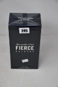 A boxed as new 296ml bottle of Abercrombie and Fitch Fierce eau de cologne.