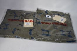 Four as new Bobo Choses all over shirt dresses (XS, S, M, L).