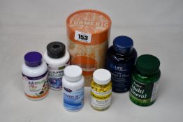 A quantity of assorted health supplements + vitamins and related items.
