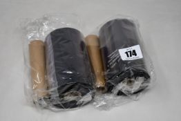A box of ten as new Techno-Edge B112 130mm x 600M Thermal Transfer Ribbon. Black Wax/Resin (PN: