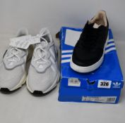 Two pairs of as new Junior Adidas trainers; Ozweego (UK 5 - No box, slight marks on top of back
