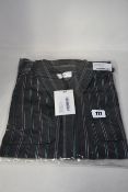 An as new Wales Bonner Capleton military shirt in charcoal/emerald viscose stripe (Size 48 - RRP £