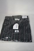 An as new Wales Bonner Capleton military shirt in charcoal/emerald viscose stripe (Size 50 - RRP £