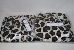 Three as new Closet London beige leopard print high neck front slit dresses (UK 16 - RRP £59 each).
