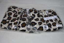 Three as new Closet London beige leopard print high neck front slit dresses (UK 14 - RRP £59 each).
