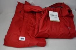 Three women's as new Rab Downpour jackets (Sizes 10, 12, 14).