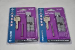 Ten boxed as new Eurospec CYX71370SC/BP - Anti-Snap Euro Lock Cylinder and Turn (70mm).