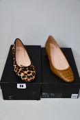 A pair of as new J.Crew Croc Embossed block heel pump (UK 8.5) and a pair of as new J.Crew ballet