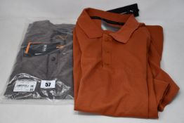 A men's as new Porsche Design Sportswear polo shirt in auburn (XXL - RRP £95) and a Hugo Boss slim-