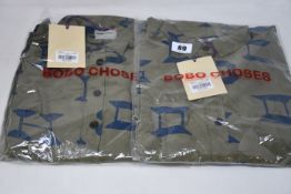 Four as new Bobo Choses all over shirt dresses (2 x S, 2 x M).