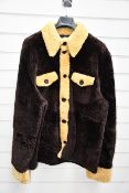 An as new Wales Bonner Brixton Shearling jacket in dark brown/ochre (Size 50 - RRP £1,950).