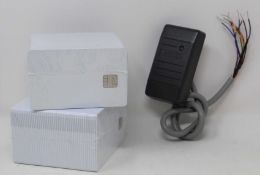 A boxed as new HID Prox ProxPoint Plus Mini Mullion Reader (Model: 6005BGB00) and two hundred