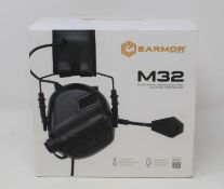 A boxed as new Earmor M32 MOD3 Communications Headset with Hearing Protection in Black (Model: M32-