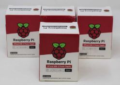 Four boxed as new Raspberry Pi 15.3W USB-C Power Supplies (UK model, Black) (Some damage to boxes).