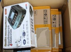 COLLECTION ONLY: A box of assorted as new small electrical items and accessories.