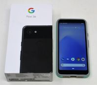 A pre-owned Google Pixel 3a G020G 64GB in Just Black (FRP clear) (Checkmend report ID: CM16922336-