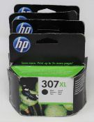 Four boxed as new HP 307 XL Black Ink Cartridges (P/N: 3YM64AE UUS) (Boxes sealed, some damage to