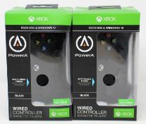 Two boxed as new PowerA Wired Controllers for Xbox One & Windows 10 in Black (Boxes sealed, some