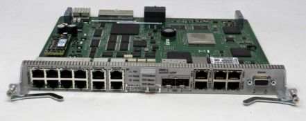 A pre-owned Ciena NTK555NA WOCUAZPKAA SPAP-2 w/2x0SC 2xSFP Shelf Processor (Untested, sold as