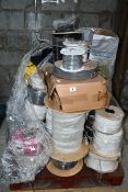 A pallet of miscellaneous wire/cabling and related.
