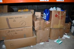 A large quantity of face masks, disposable gloves and related items.