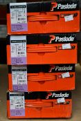 Four Paslode 141234 3.1 x 90mm Round Smooth Shank Nails x 2200 with 2 Fuel Cells (Some damage to