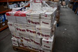 A pallet of boxes of A4 laser copier paper, mainly V-Team.