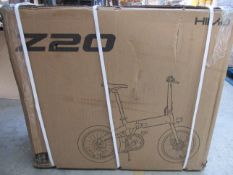 A boxed HIMO Z20 folding electric bike.