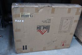 A large boxed LED silver mirror (106 x 86 x 15.5cm).