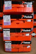 Four Paslode 141227 3.1 x 75mm Round Ring Shank Nails with 2 Fuel Cells (Some damage to boxes).