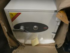 A Phoenix FS1280 Series fireproof safe in white (Some minor damage).