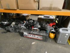 A large quantity of weights and workout items to include assorted dumbbells, kettlebells, barbells